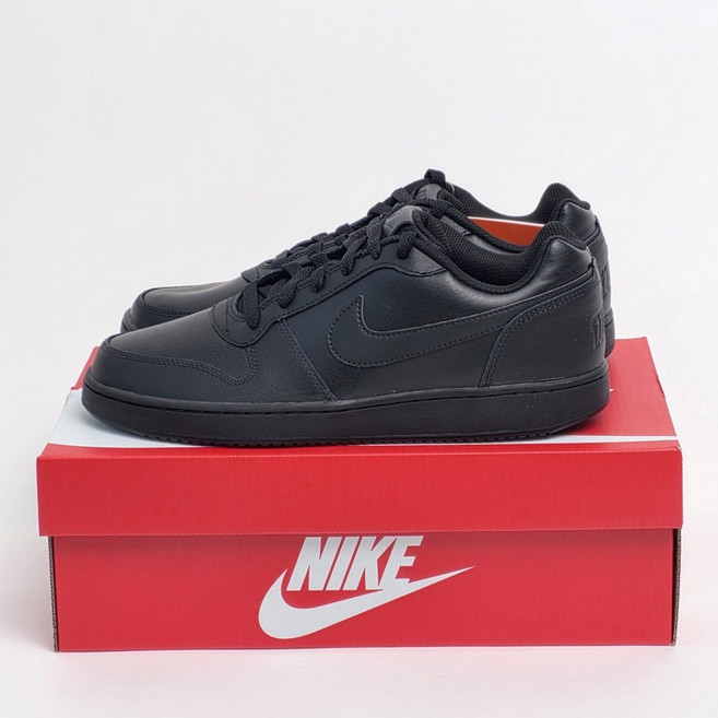 [국내매장판] 나이키 남성 운동화 패션 스니커즈 에버논 로우 프리미엄 올블랙 가죽 스니커즈 캐쥬얼