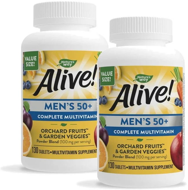 네이처스웨이 얼라이브 50세이상 남성 컴플리트 멀티비타민 Nature's Way Alive Men Multivitamin, 130정, 2개 - 쿠팡