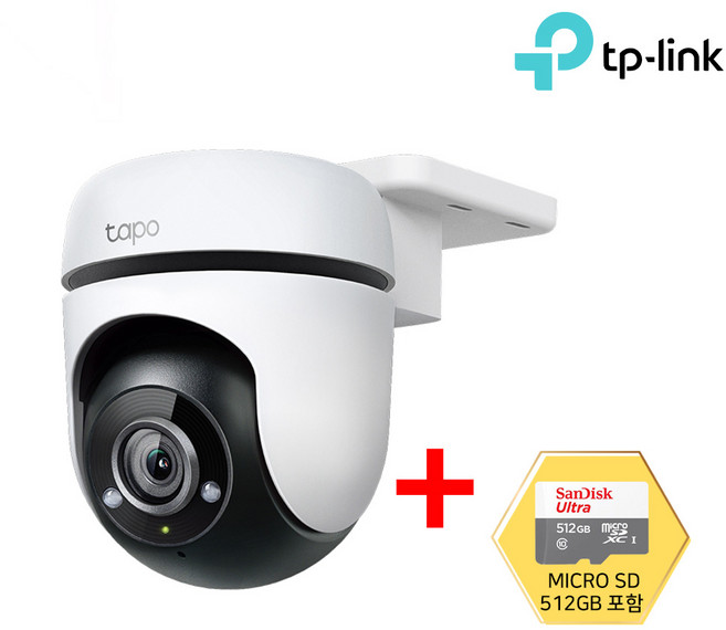 티피링크 Tapo TC40 CCTV + 512GB 1080P Wi-Fi IP 보안 실외 회전형 방수 CCTV / 공식 판매점, TC40-SD512MB, 1개