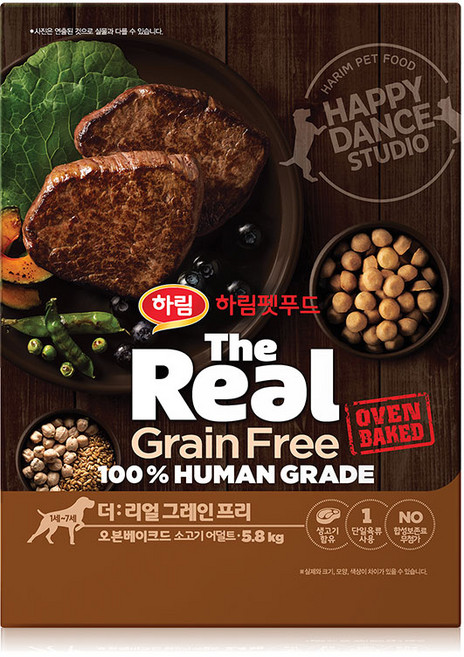 하림펫푸드 어덜트 강아지 더리얼 그레인프리 오븐베이크드 건식사료, 소, 5.8kg, 1개