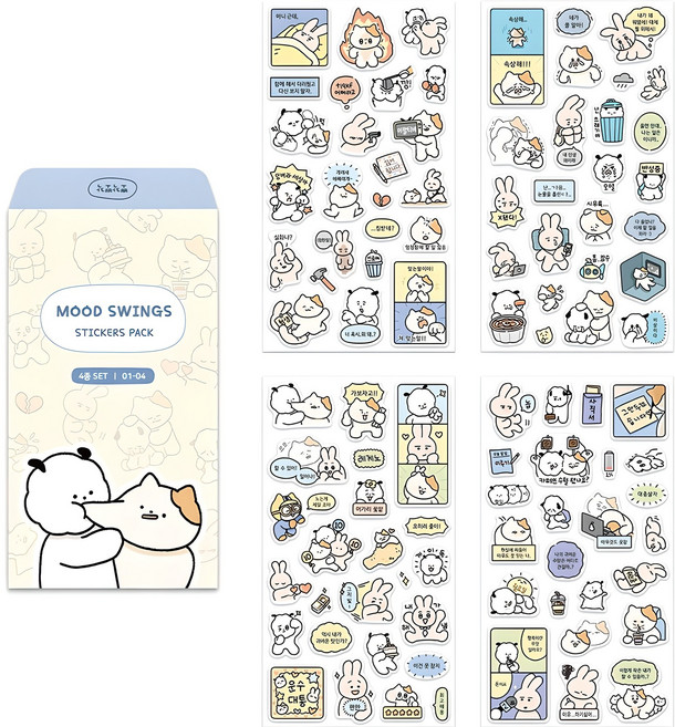 대시앤도트 뽀작뽀작 감정기복 리무버 씰 스티커 4종 세트, 혼합색상, 1세트