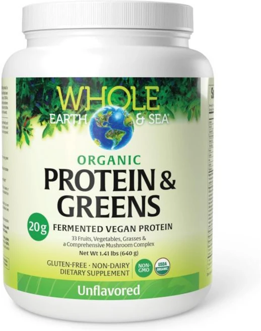 Whole Earth & Sea from Natural Factors Fermented Protein & Greens Vegan Whole Food Supplement V, Unflavored, 1.41 Pound (Pack of 1), 1개, 640g - 쿠팡
