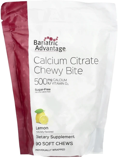 Bariatric Advantage 구연산 칼슘 츄이 바이트 설탕 무함유 레몬 맛 소프트 츄 90개, BariatricAdvantage구연산칼슘츄이바이트설탕 - 쿠팡