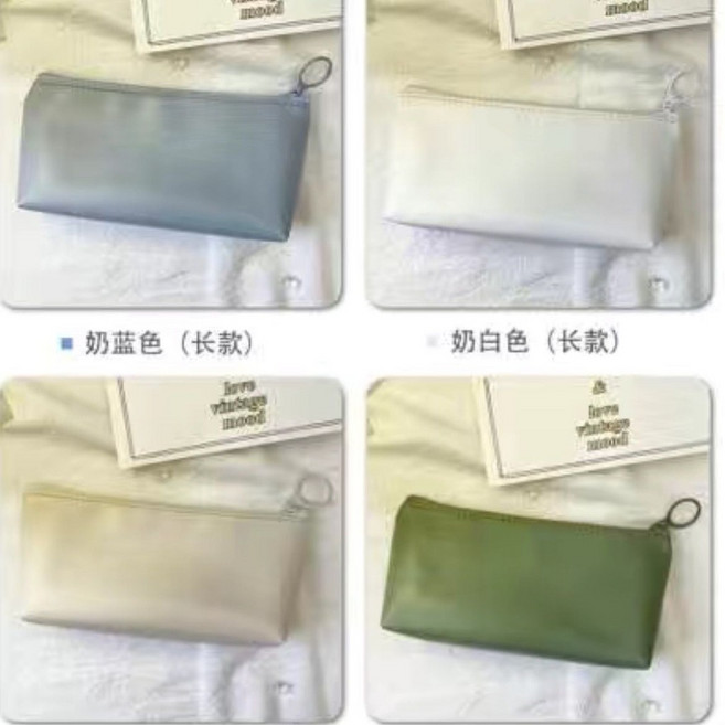 日系大容量牛津布筆袋 附卡通徽章裝飾, 1個, ins風小筆袋 pu皮款 ,單個筆袋+五支ST刷題筆