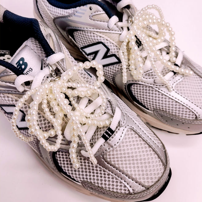 루나로즈 신발꾸미기 진주리본 신꾸, 화이트 펄 블루밍, 1세트