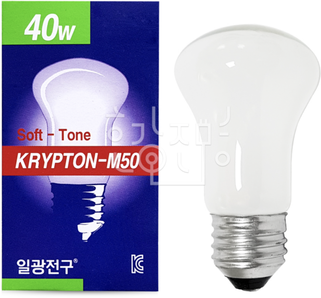 일광 국내산 백열등 백열램프 크립톤 40W (220V) 불투명, 전구색, 1개