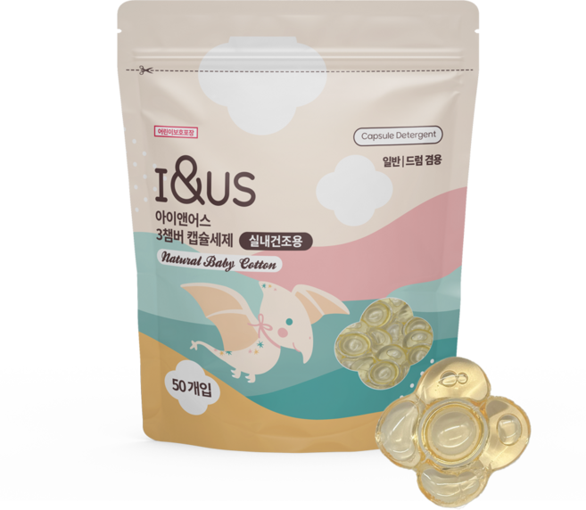 아이앤어스 3챔버 실내건조 캡슐세제, 5개, 50개입