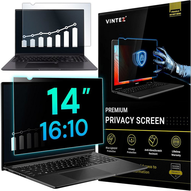 VINTEZ 15.6인치 16:9 컴퓨터 모니터 및 노트북용 프라이버시 화면 - 눈부심 방지 필름 블루 라이트 필터 눈 보호 보호 [1팩], 1 pack, 23" DIAGONAL (16:9), 1개