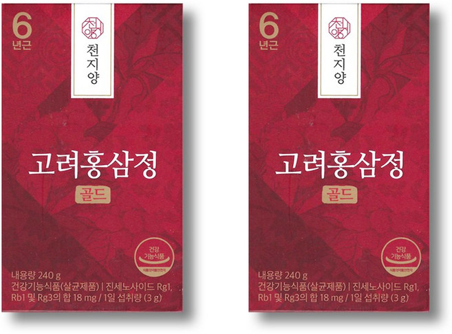 천지양 6년근 고려 홍삼정 골드 (6mg), 2개, 240g