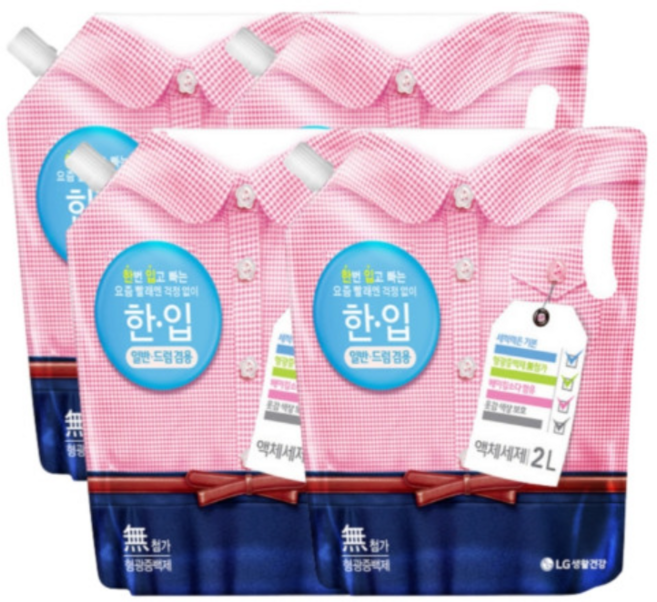 한입 액체세제 뉴 리필, 2L, 1개입, 4개