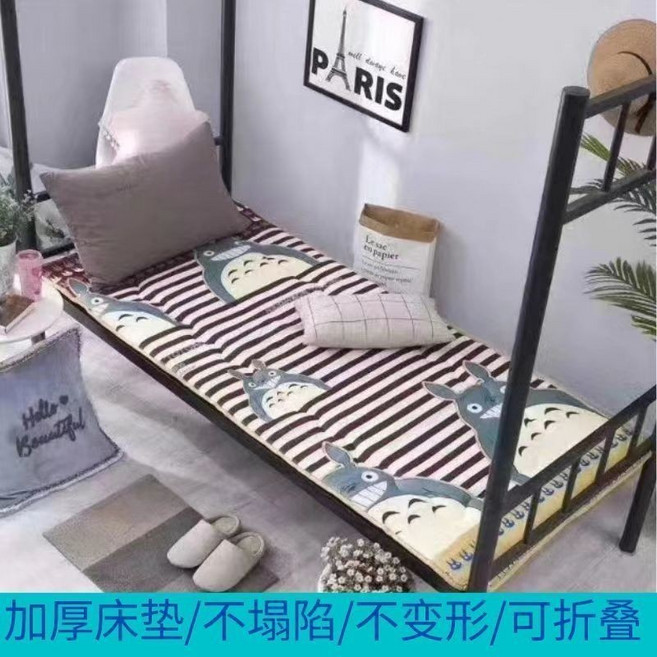 加厚床墊 學生宿舍 上下鋪 家用出租屋 單人可折疊 雙面可用 四季款 可愛龍貓 90*200cm, 雙面可用【可愛龍貓】,【四季款】90*200cm宿舍床