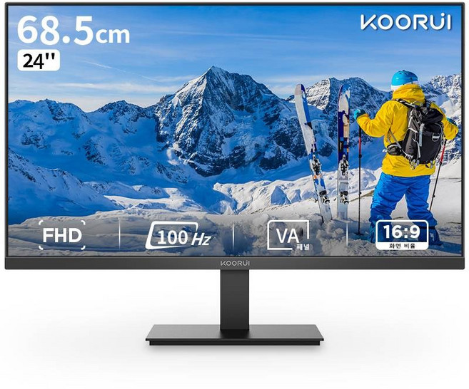 KOORUI 24인치 FHD VA 100Hz 슬림베젤 로우 블루라이트 지원 광시야각 모니터, E2412F, 60.4cm