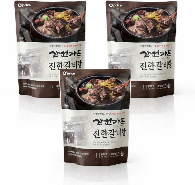 오프라이스 삼원가든 진한갈비탕 2인분x3개 (총 6인분), 3개, 800g