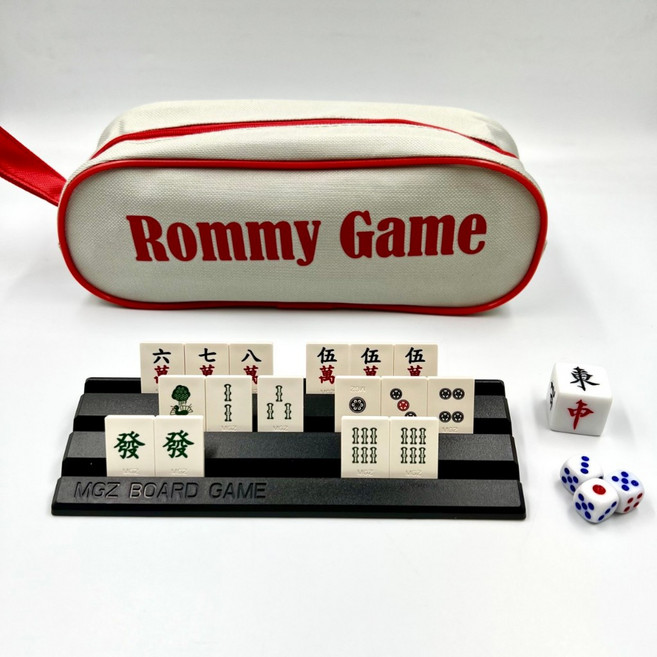 Rommy Game 旅行麻將組 144張完整牌 英文迷你麻將 可補牌設計, 1個, 袋裝麻將小牌