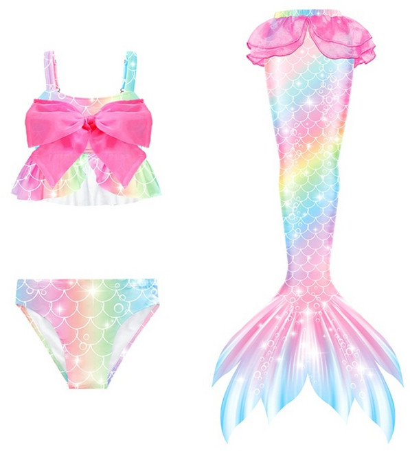인어 공주 꼬리 어린이 비키니 여름 수영복