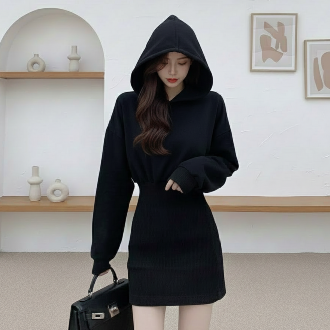 에쉬울프 데일리 후드 원피스