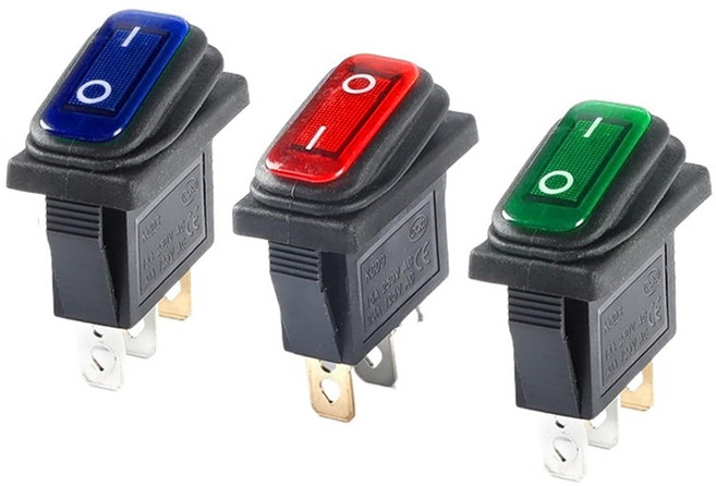 니토 사각 시소 스위치 방수 타입 25.5 X 10.2 DC 12V 20A 3핀 온오프 2단 토글 똑딱, 블루, 1개