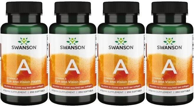 스완슨 비타민 A 3000mcg(10000IU), 250정, 4개 - 쿠팡