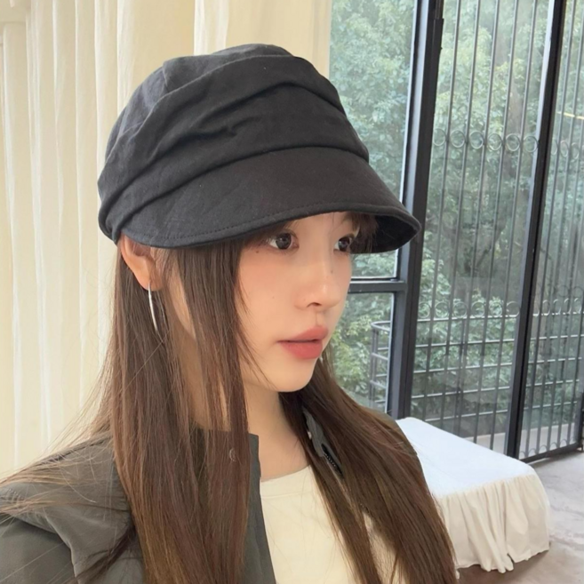 HALOPICK 봄 여름 고급린넨 벨크로 사이즈 조절 배래모 주름 캐스캣 뉴보이스캡 헌팅캡