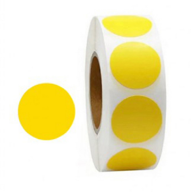 바이트 원형 컬러 스티커, 2개, 옐로우