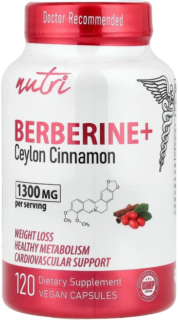 뉴트리 베르베린 실론시나몬 Berberine Ceylon Cinnamon 베지 120정, Nutri (뉴트리) Nutri, 베르베린+, 시나몬, 1개 - 쿠팡