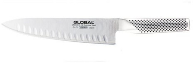 GLOBAL 글로벌 쿡스 나이프 200mm G-77 스캘럽 홈 가정 전문가용나이프, G-77 쿡스나이프, 1개