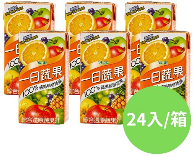 波蜜 一日蔬果100%蔬果汁 箱出, 24個, 蘋果柳橙, 160ml
