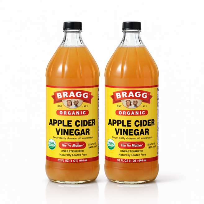 BRAGG 브래그 사과식초 / 유기농 천연 발효식초 애사비 애플사이다비니거 식초 사과초모식초 사과식초, 946ml, 2개