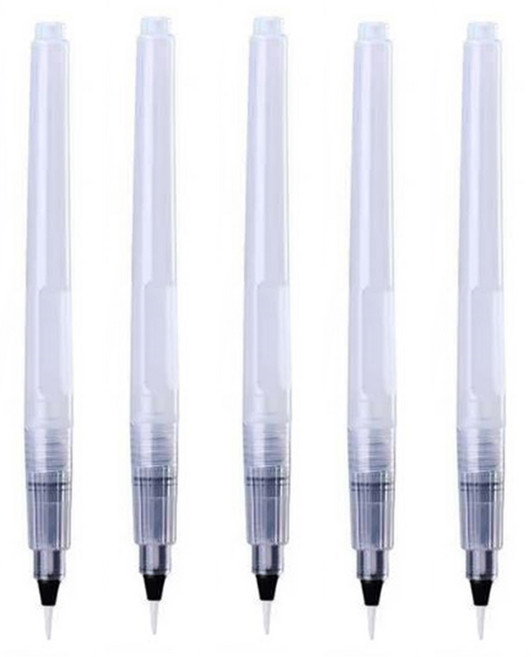 [메잌미] 캘리그라피 고채물감 워터브러쉬 물붓, 5개, 소(14MM)