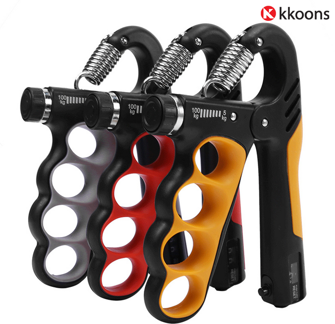 꾼스 강약조절 손완력기 무소음 카운터 악력기 최대100kg, 그레이, 1개