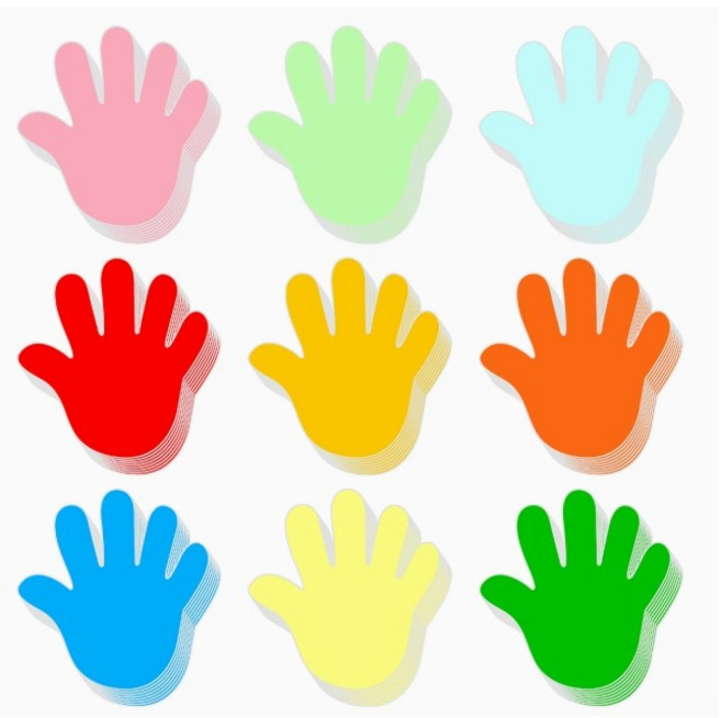 트윈은 도형 색지 손 모양 색종이 54장 세트 양면 카드지 DIY 꾸미기 미술 수업용, 54개, 9색