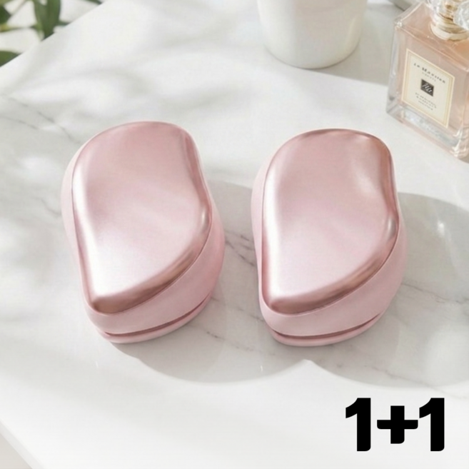 아노유 엉키지않는 머리빗 휴대용 마카롱 헤어 브러쉬, 2개, 골드핑크+골드핑크