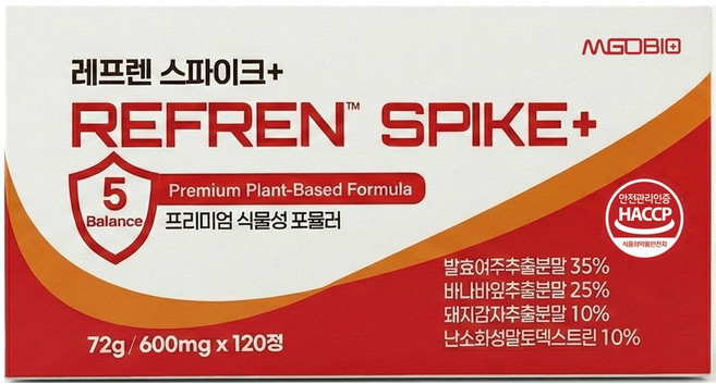 레프렌 스파이크 프리미엄 600mg 발효여주 바나바잎 돼지감자 추출물 대용량, 1개, 120정