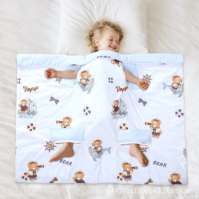 兒童防踢被絲滑被子春夏季嬰兒午睡雙面涼感空調被護肚防踢批發零, 藍夢星航