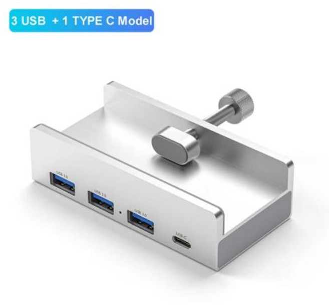 노트북용 USB 3.0 허브 전원 공급 장치 포함 USB 3.0 분배기 어댑터 클립형 멀티 분배기 고속 데이터 전송 4 포트 5G, 2) 3 USB 1 TYPE C