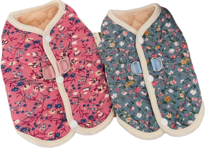 포다베베 강아지 조끼 김장조끼 패딩 핑크+블루 한세트, 1개