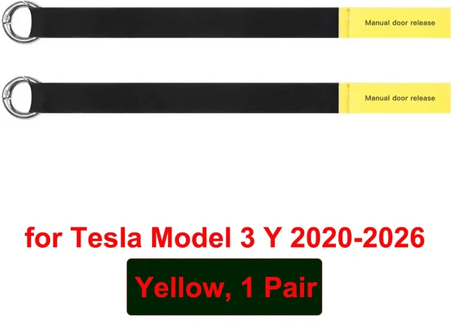 테슬라 모델 3 Y 2026 주니퍼 리어 도어 비상 안전 풀 로프 오픈 도어 도구 스티커 포함 모델 3 하이랜드, 02 Yellow for all M3 MY