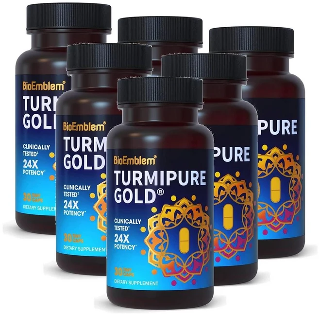 바이오엠들렘 터메릭 커큐민 터미퓨어 골드 300mg 미니 캡슐 BioEmblem TurmiPure Gold, 6개, 30정 - 쿠팡