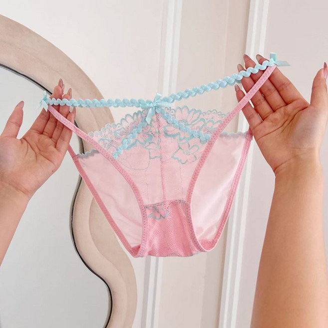 여성 앙증맞은 레이스 팬티 끈 펀칭 얇은 삼각 팬티