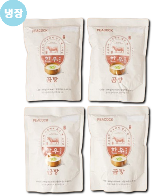 피코크 한우 사골곰탕 500g x 4입 일반포장 동절기만, 4개