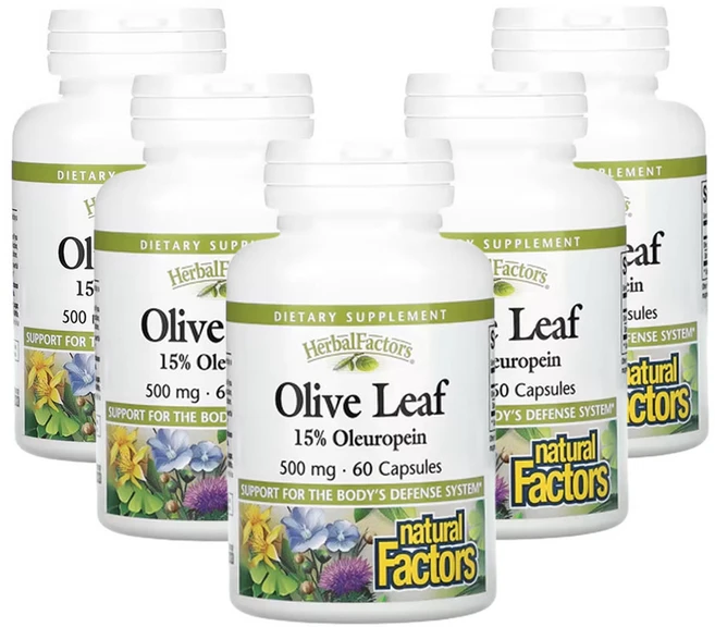 네츄럴팩터스 허발펙터스 올리브잎 500 mg 60캡슐, 5개, 60정 - 쿠팡