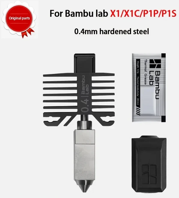 Bambu Lab Original X1/X1C 노즐 핫 엔드 0.2mm 스테인레스 키트 어셈블리 3D 프린터 부품 용 열 팬 방출, 15 Hotend BK 0.4, 01 For P1P P1S
