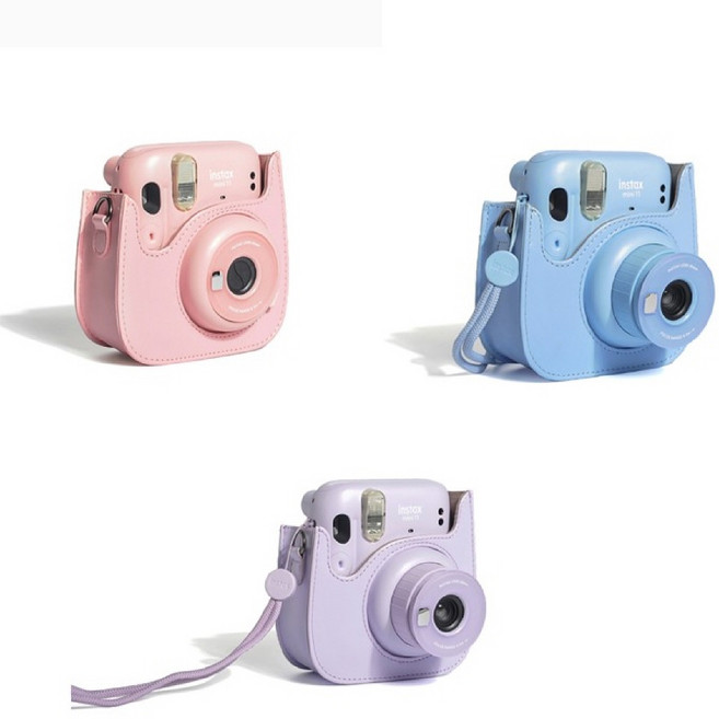 인스탁스 미니11 극사세 벨벳 가죽 케이스 폴라로이드 전용 스트랩 폴라 렌즈 충격 방지, 상품선택, 1개