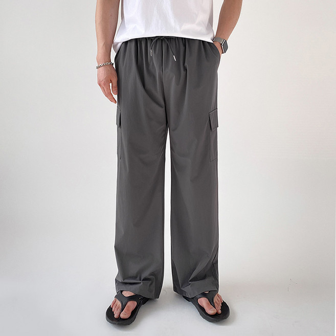 모노마인 남녀공용 여름바지 카고 와이드팬츠 바스락바지 밴딩 작업복 카고바지 쿨링 팬츠