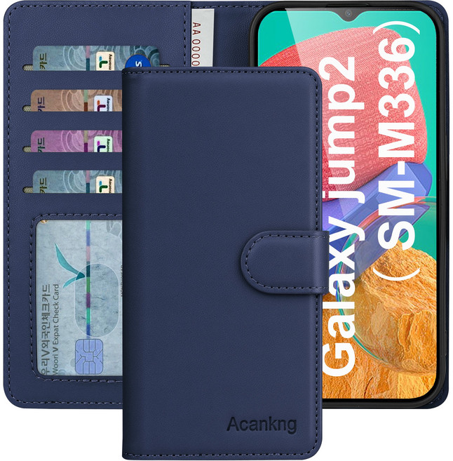 아칸크 삼성 갤럭시 점프2 클래식 베이직 지갑형 카드수납 프리미엄 가죽 다이어리 휴대폰 케이스 Galaxy Jump 2 (SM-M336) 적용