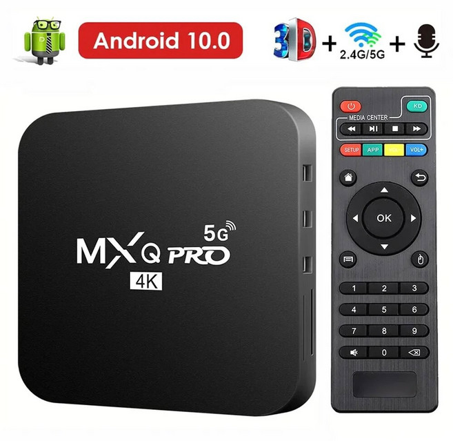 셋톱박스 5G 10 0 2 4G 듀얼 박스 플레이어 4K HD 스마트 셋톱 TV 미디어 홈 와이파이 시어터 MXQ PRO 3D 비디오 안드로이드, American Standard, 1개