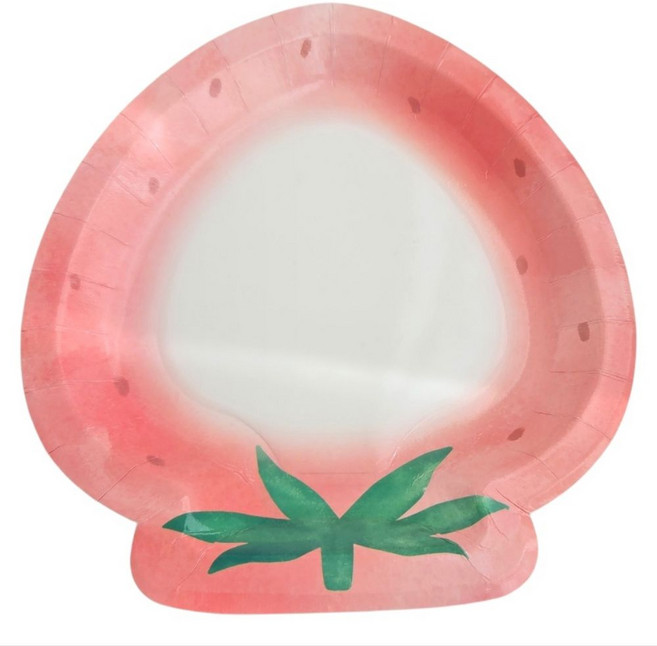 파이브K 신선한 딸기모양 종이일회용 접시, 1세트, 5개