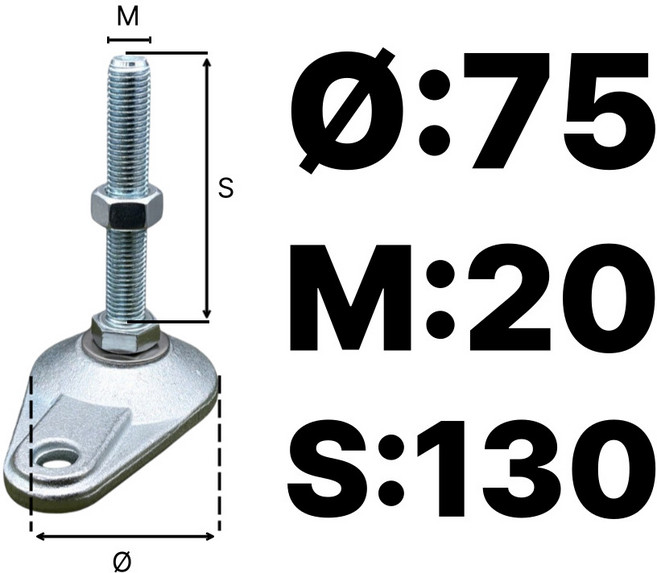 고하중 단조 조절발 A타입 PAD-A 75파이 수평조절좌, 1개