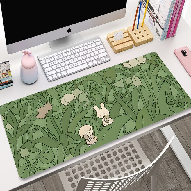 귀여운 고양이 꽃 마우스 녹색 대형 토끼 만화 노트북 키보드 테이블, 없음, LY008895 (16)