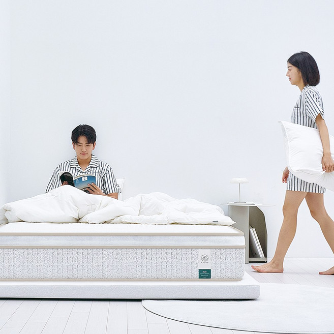 [익일출고] 휴도 제주 27cm 허리 라텍스 매트리스 포켓 싱글 슈퍼싱글 퀸 킹 필로우탑 매트리스, 그레이 (HD01077)